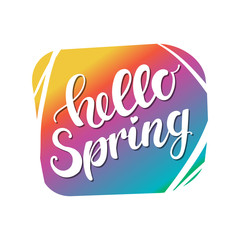 Hello Spring Lettering on background. Vector typography