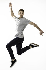 Speedy man jumping relaxed