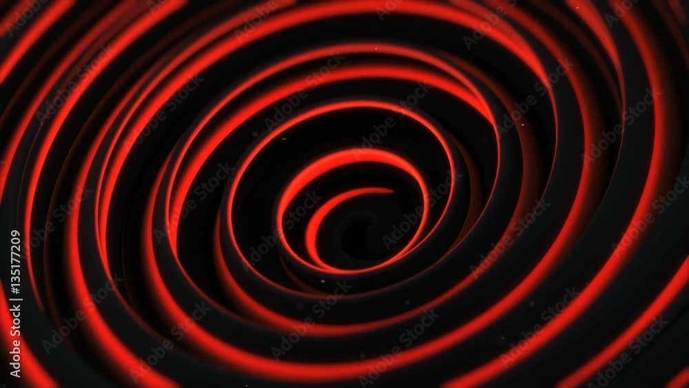 Poster glowing red spiral 3d shape spinning. computer generated seamless loop animation 4k uhd (3840x2160)