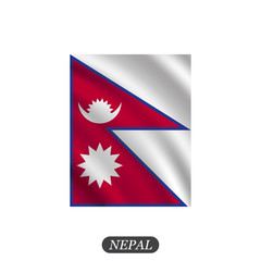 Waving Nepal flag on a white background. Vector illustration