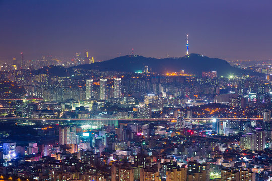 Seoul City at Night, South Korea