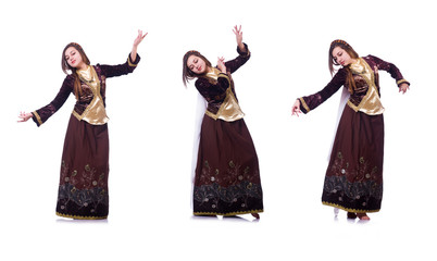 Young lady dancing traditional azeri dance