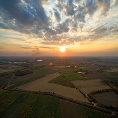 sunset cloud and sky Aerial view with skyline nature background