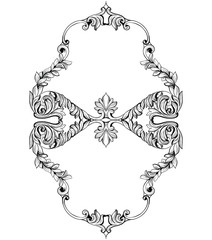 Imperial Baroque Mirror frame. Vector French Luxury rich intricate ornaments and crystals. Victorian Royal Style decor