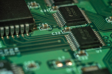 Fototapeta premium circuit board with computer chip 