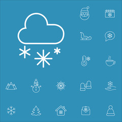 snow cloud weather meteorology nature vector line icons set