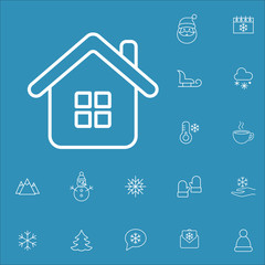 winter house vector line icons set