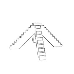 Pedestal with steps. Isolated on white background. Sketch illust