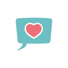 Obraz na płótnie Canvas love heart, speech bubble, dialog box icon on white background