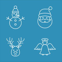 winter cold snow line icons set