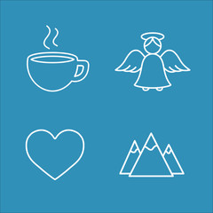 winter cold snow line icons set