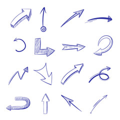 Vector hand drawn curved arrows