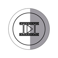 contour sticker circular border with filmstrip with play button . Vector illustration