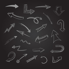 Abstract doodle chalk arrows on blackboard vector illustration