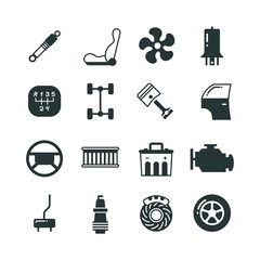 Car parts, mechanic vector icons set