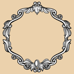 Engraving border frame with pattern in retro antique style