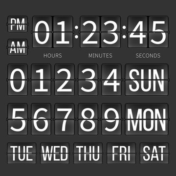 Airport timer counter, digital clock, flip calendar