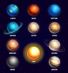 Planets of solar system and sun education vector illustration © MicroOne