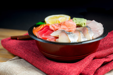 japanese food Mix Sashimi Chirashi Rice Bowl