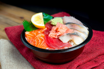 japanese food Mix Sashimi Chirashi Rice Bowl