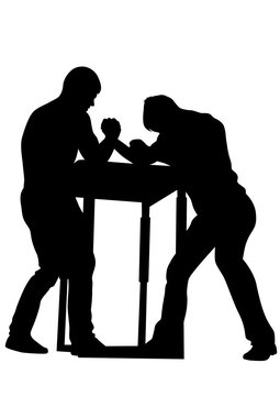 Athletes To Compete In Arm Wrestling On The White Background