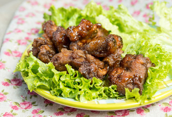 wok fried chicken stir fry with sweet peppers and chinese vegeta