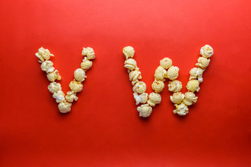 popcorn forming letter V,W