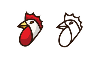 Set of cock, chiken logo, design emblem on white background