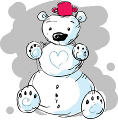 Obraz premium cute snowman bear - vector illustration