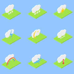 Weather set of isometric icons. Vector illustration .