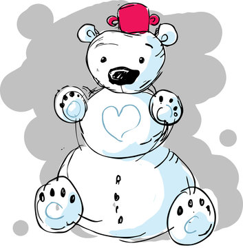 cute snowman bear - vector illustration
