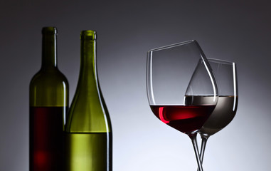 glasses with red and white wine