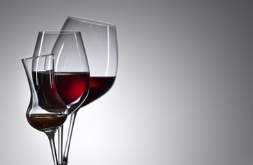 glasses with red and white wine