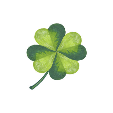 St Patrick's Day Illustration Leaf Hand-Painted Green Shamrock