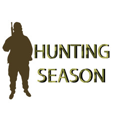 Hunting season card with  a  green Hunter on an isolated backgro
