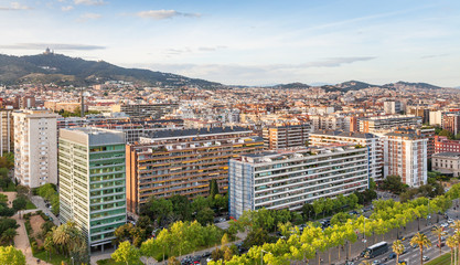 Naklejka premium houses along Avinguda Diagonal in Barcelona