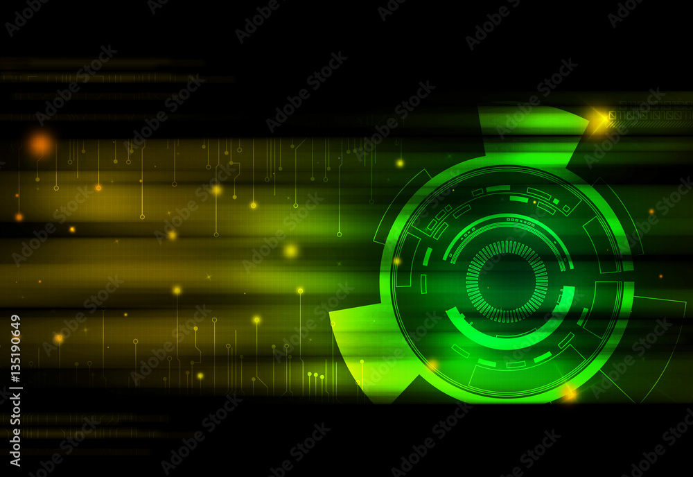 Wall mural green technology background and abstract digital tech circle.copy space.