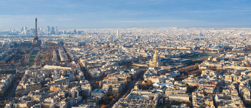 Paris skyline with Eiffel Tower and Les Invalides