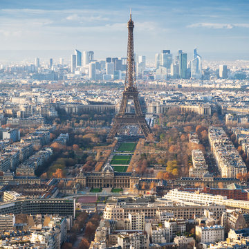 above view of Eiffel Tower and champ de mars