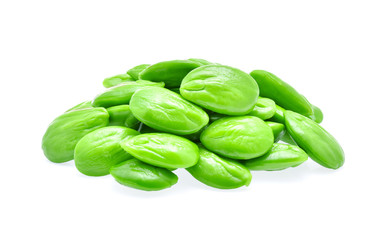 Parkia speciosa seeds or bitter bean on white background