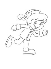 
* Description/Title/Caption: 
Cartoon boy looking running and smiling - coloring page - illustration for children