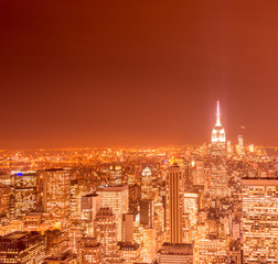 View of New York Manhattan during sunset hours