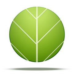 Green Leaf Round Icons Nature and bio label. Vector Illustration isolated on white background.