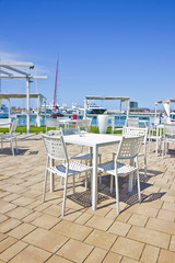 Outdoor bar in a italian harbor