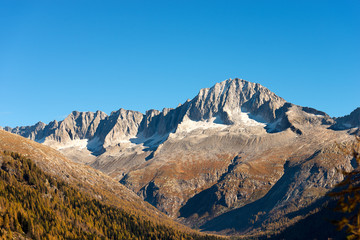 Peak of Care Alto (3462 m) in autumn. National Park of Adamello Brenta. Trentino, Italy