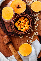 Obraz na płótnie Canvas vegetarian snack pumpkin with honey