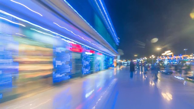 The walk along the picturesque square. Time lapse (Hyperlapse). Wide angle
