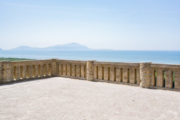 Roman ruin with view on the Mount Vesuvius