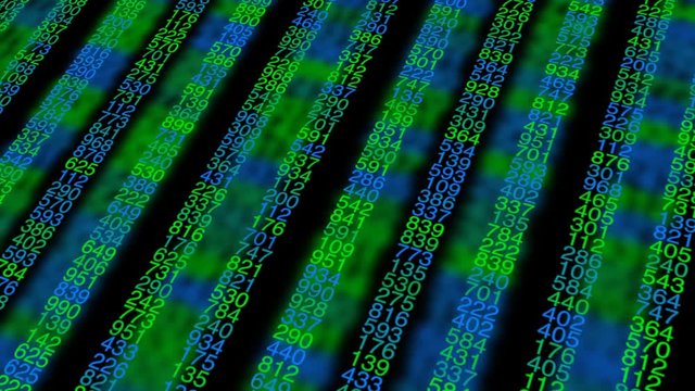 Random numbers generator animation.Animation of a super computer analyzing and processing random numbers from a digital algorithm.
