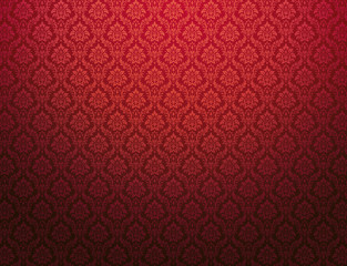 Red damask pattern background - obrazy, fototapety, plakaty